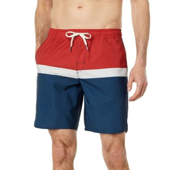B8 Men's Fair Harbor Lined Swim Trunks Size XL Color Blue Red - Picture 1 of 4